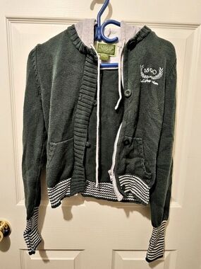 U.S. Polo Assn. Womens Green & Gray Hooded Sweater